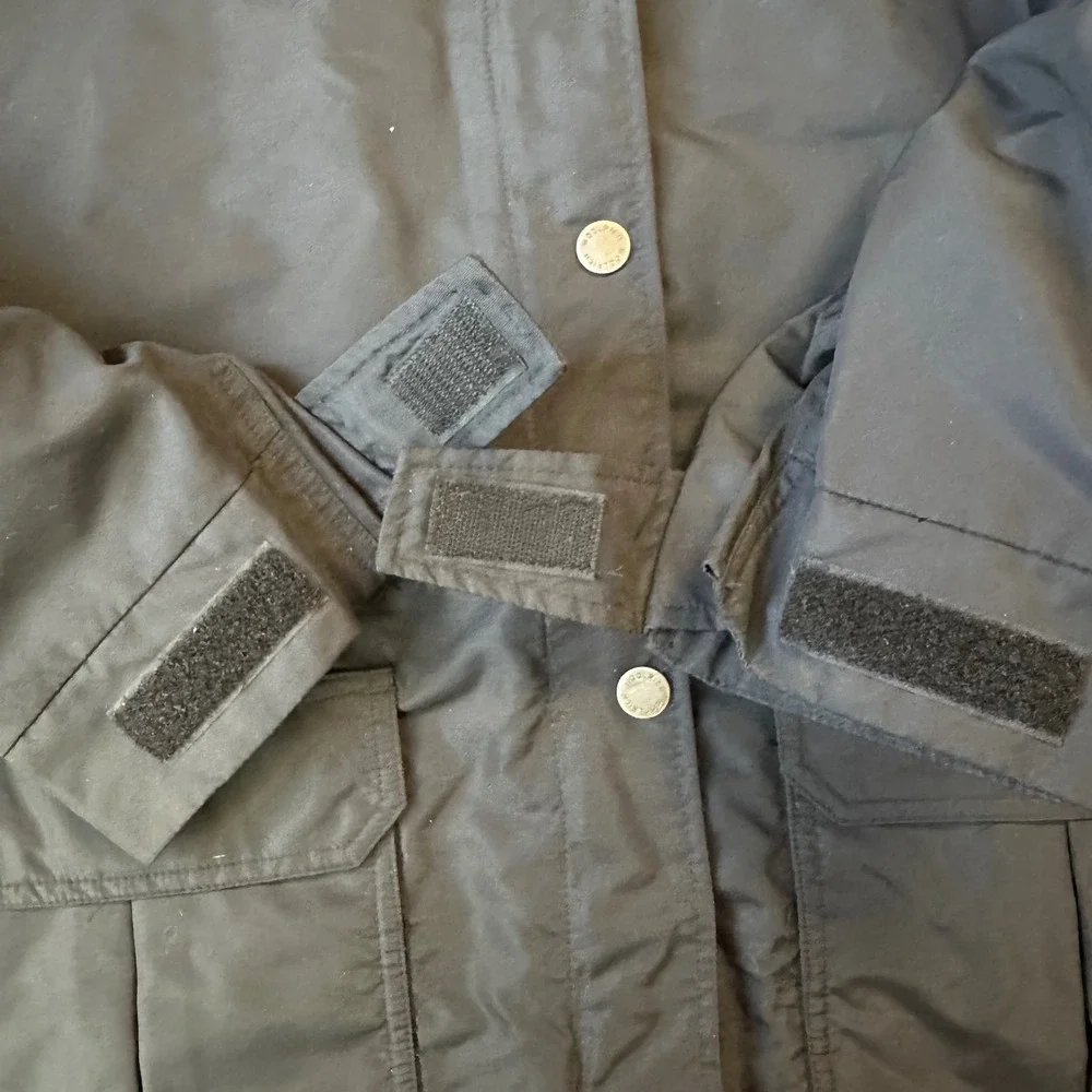 WOOLRICH‎ Women Plaid Lined Wool Navy  L Hooded Ruby Field Chore Jacket Coat EUC
